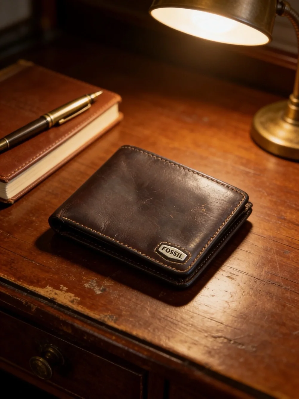Fossil Brown Leather Bi-Fold Wallet